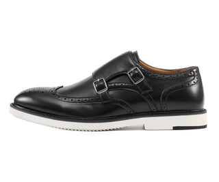 Amali Dario black monk strap shoes side