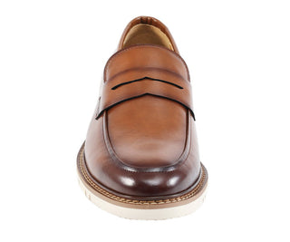 Amali Hugh cognac penny loafers front