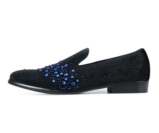 Amali Ivano black and royal loafers side