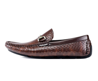 Amali Amerigo brown horsebit loafers side