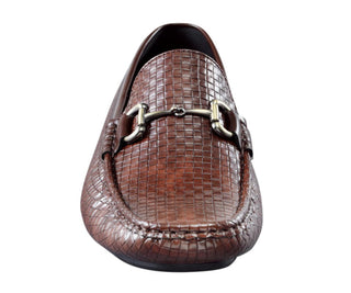 Amali Amerigo brown horsebit loafers front