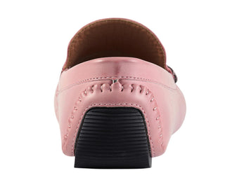 Amali Charles pink driving moccasins back