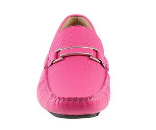 Amali Briggs fuchsia driving loafers front