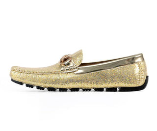 Amali Samson gold loafers side