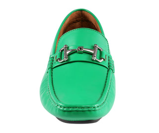 Amali Trentino green moccasins front