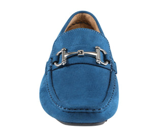 Amali Walken teal suede loafers front