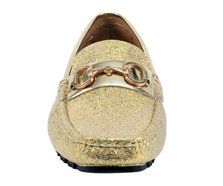 Amali Samson gold loafers front