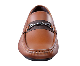 Amali Spear tan driving loafers front