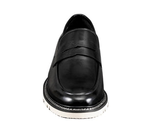 Amali Hugh black penny loafer front