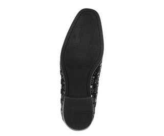 Amali Roman mens black velvet loafers sole