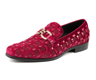 Amali Roman red velvet mens loafers main