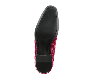 Amali Roman red velvet mens loafers sole