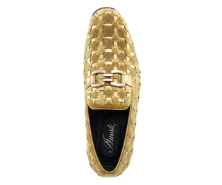 Amali Roman mens gold loafers top