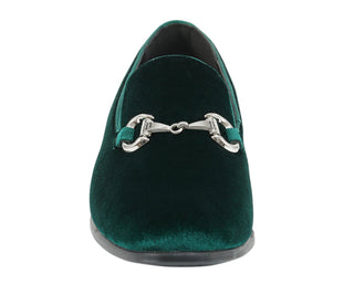 Amali Brad green mens horsebit loafers front