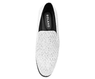 Sarlo Metallic Sparkling Lattice Glitter Tuxedo Slip On Smoking Slippers