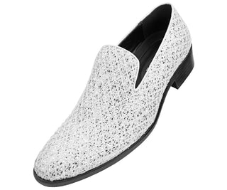 Sarlo Metallic Sparkling Lattice Glitter Tuxedo Slip On Smoking Slippers