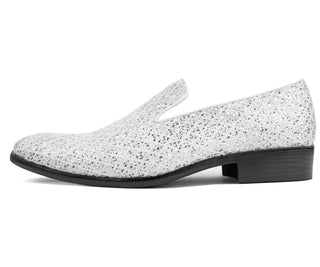 Sarlo Metallic Sparkling Lattice Glitter Tuxedo Slip On Smoking Slippers