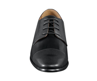 Amali Russo black cap toe oxfords front
