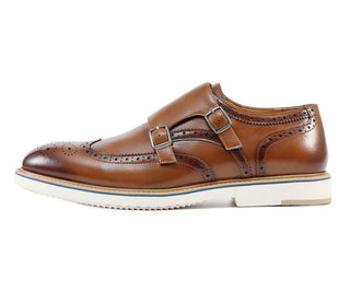 Amali Dario cognac monk strap shoes side