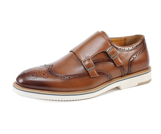 Amali Dario cognac monk strap shoes main