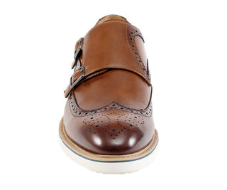 Amali Dario cognac monk strap shoes front