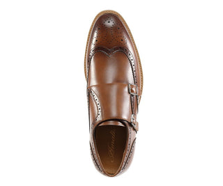 Amali Dario cognac monk strap shoes top