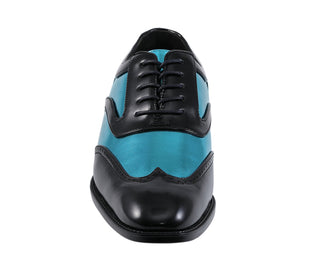 Amali Lawson turquoise two tone oxford shoes front