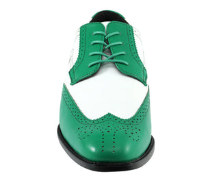 Bolano Elwyn green and white dress shoes front