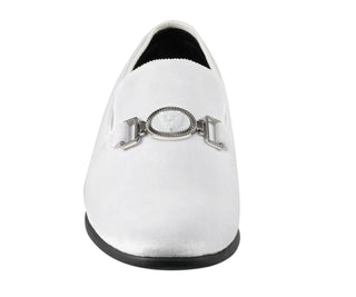 Amali Antonio white velvet loafers front