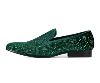 Amali Enzo emerald green loafers side