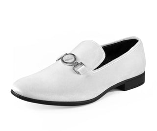 Amali Antonio white velvet loafers main