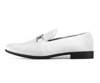 Amali Antonio white velvet loafers side