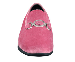 Amali Antonio pink velvet loafers front