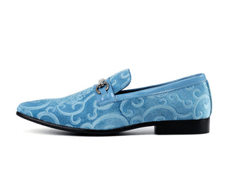 Amali Throne sky blue velvet dress shoes side