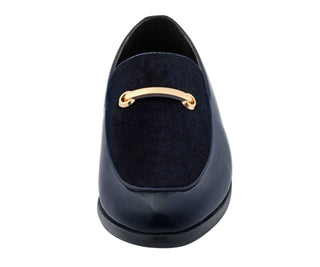 Amali Andrew navy blue dress loafers front