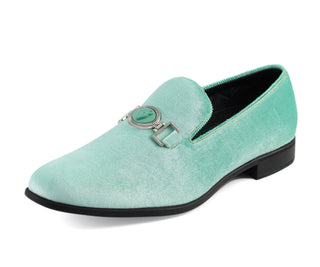 Amali Antonio mint velvet loafers main