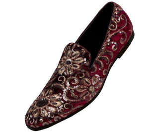 Fabian Sequin Embroidered Smoking Slipper Smoking Slippers Burgundy / 10