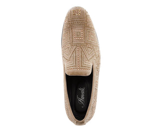 Amali Enzo champagne rhinestone loafers for men top