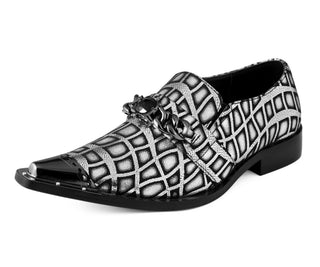 Amali Nevil silver pointed toe loafers main