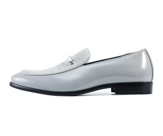 Amali Andrew mens grey dress loafers side