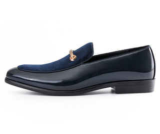 Amali Andrew navy blue dress loafers side