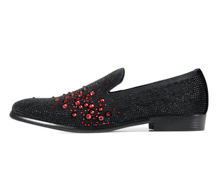 Amali Ivano black and red loafers side