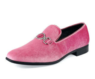 Amali Antonio pink velvet loafers main