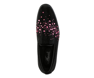 Amali Ivano black and fuschia loafers top