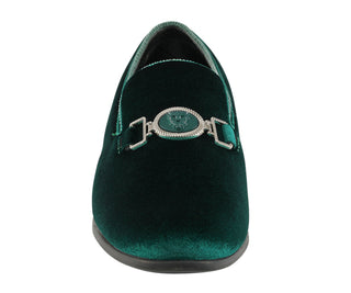 Amali Antonio green velvet loafers​ front